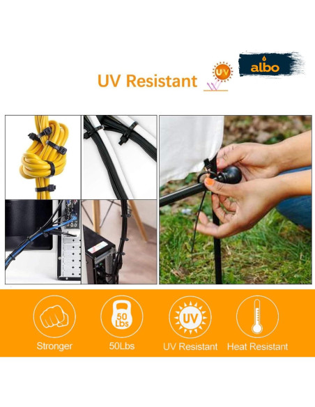 Bridas Reutilizables ALBO 200 Piezas 150-300 mm Resistentes UV Bridas Reutilizables ALBO 200 Piezas 150-300 mm Resistentes UV