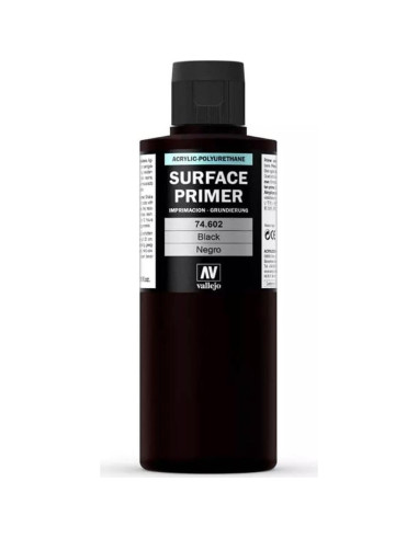 Imprimación Acrílica Vallejo Negra 200 ml para Aerografía