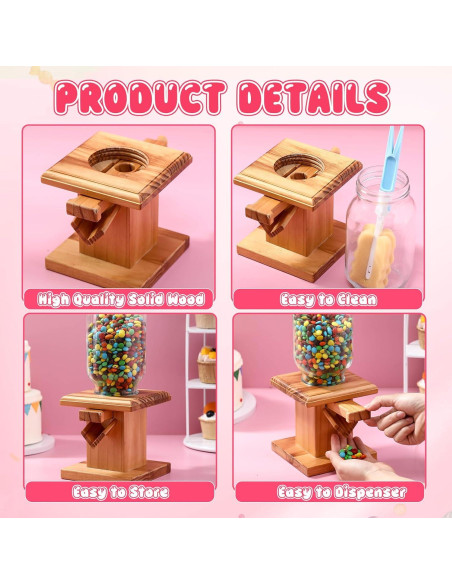 Dispensador de Dulces de Madera Maxdot 2 Pcs 680g 28cm