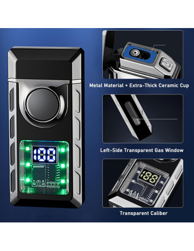Encendedor Doble Llama CYJBAO Recargable Butano Pantalla LED