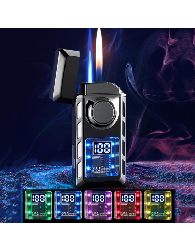 Encendedor Doble Llama CYJBAO Recargable Butano Pantalla LED