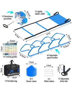 Kit de Entrenamiento de Agilidad MUROZA - Escalera 6m, 12 Conos, Vallas 2