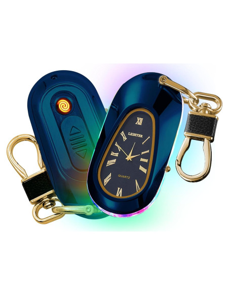 Encendedor Eléctrico Recargable USB TIKIUKI Azul con Llavero