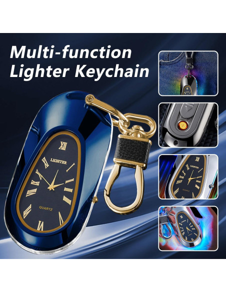 Encendedor Eléctrico Recargable USB TIKIUKI Azul con Llavero