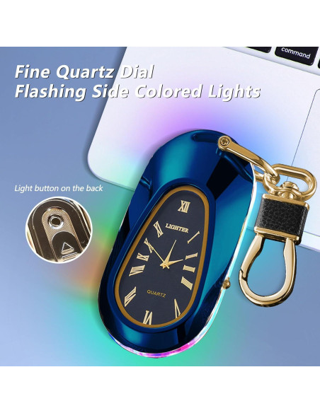 Encendedor Eléctrico Recargable USB TIKIUKI Azul con Llavero