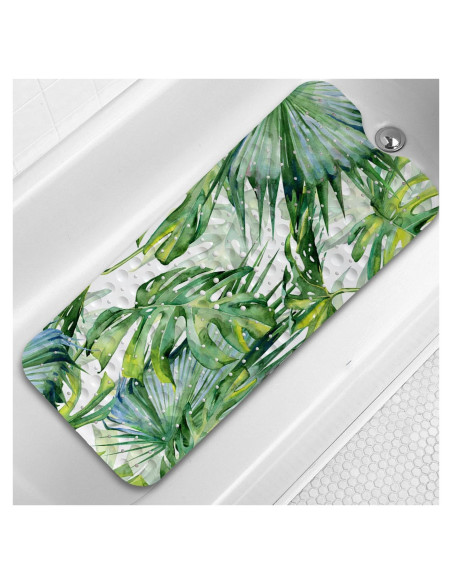 Alfombrilla de Baño Antideslizante Azppsad 101.6x40.6 cm Hojas Tropicales