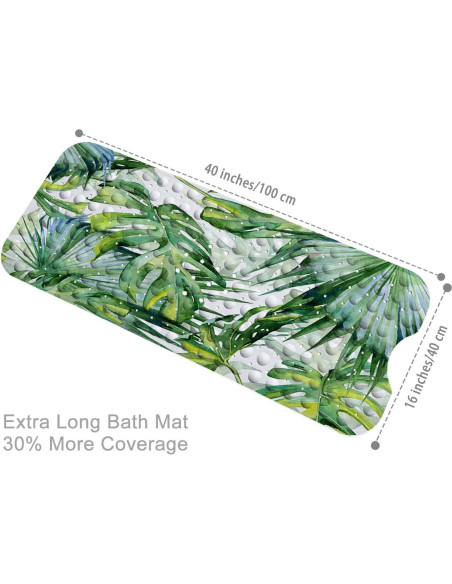 Alfombrilla de Baño Antideslizante Azppsad 101.6x40.6 cm Hojas Tropicales