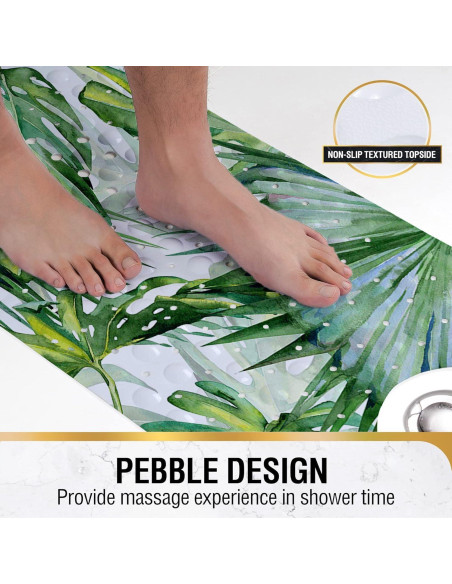 Alfombrilla de Baño Antideslizante Azppsad 101.6x40.6 cm Hojas Tropicales