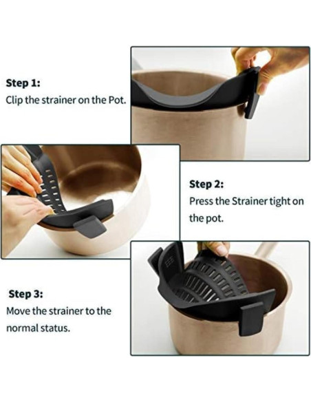 Colador de Silicona Clip-On LUXIS DESIGNS Rojo 22x8 cm Colador de Silicona Clip-On LUXIS DESIGNS Rojo 22x8 cm