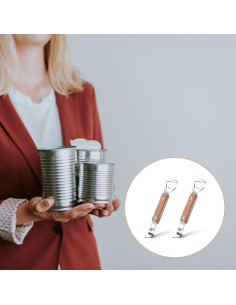 Abrebotellas Plano Ouligay 2 Pack Acero Inoxidable Madera 2