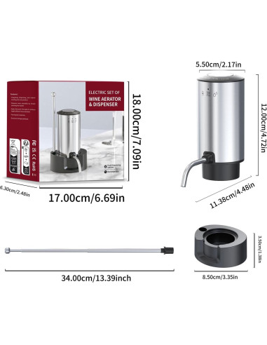 Aereador de Vino Eléctrico Aisining con Decantador y Dispensador