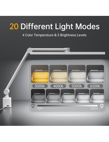 Lámpara de Escritorio LED deeloop HT8884-KC 2 Brazos Ajustables