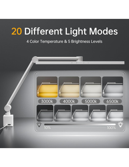 Lámpara de Escritorio LED deeloop HT8884-KC 2 Brazos Ajustables