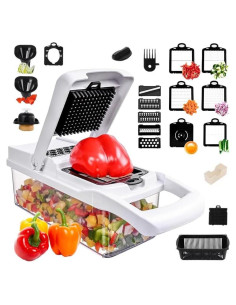 Picador de Verduras 22-en-1 Genérico con 8 Cuchillas y Contenedor 1.3L