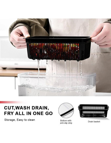 Picador de Verduras 22-en-1 Genérico con 8 Cuchillas y Contenedor 1.3L