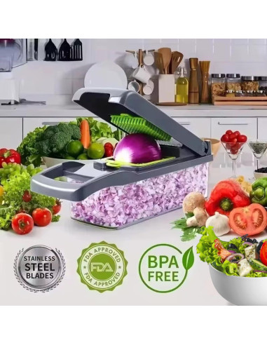 Cortador de Verduras Frekia 16 en 1 con 8 Cuchillas Intercambiables