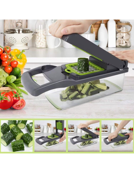 Cortador de Verduras Frekia 16 en 1 con 8 Cuchillas Intercambiables Cortador de Verduras Frekia 16 en 1 con 8 Cuchillas Intercambiables