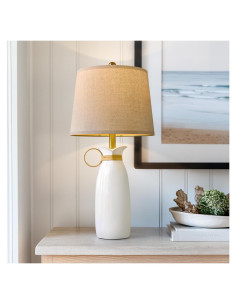 Lámpara de Mesa Cerámica Blanca PORTRES 68.5cm Moderna