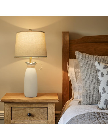 Lámpara de Mesa Cerámica Blanca PORTRES 68.5cm Moderna