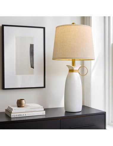 Lámpara de Mesa Cerámica Blanca PORTRES 68.5cm Moderna