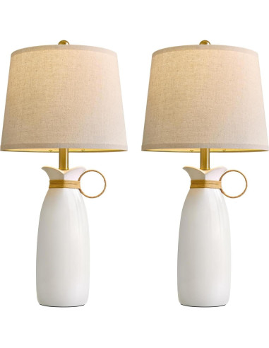 Lámpara de Mesa Cerámica Blanca PORTRES 68.5cm Moderna