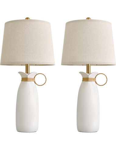 Lámpara de Mesa Cerámica Blanca PORTRES 68.5cm Moderna