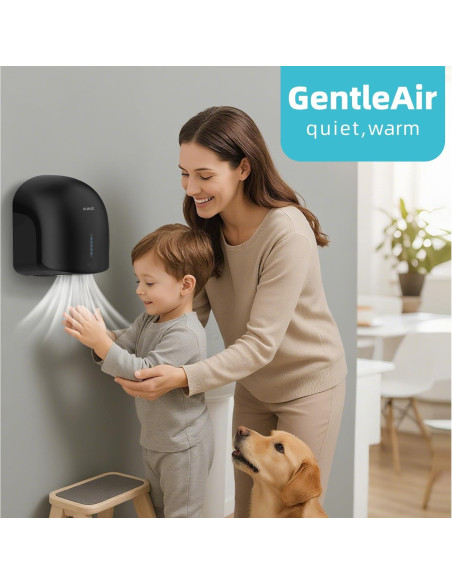 Secador de Manos AIKE AK2637 Templado Bajo Ruido 1500W Negro