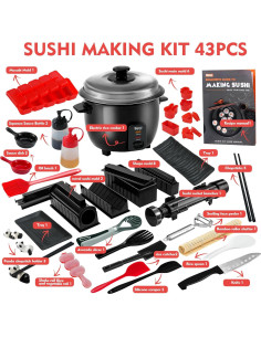 Kit de Hacer Sushi Brezlio - 43 Piezas con Bazooka y Moldes 2