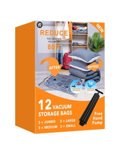 Paquete 12 Bolsas Almacenamiento Vacío GONGSHI 3 Jumbo 3 Grandes