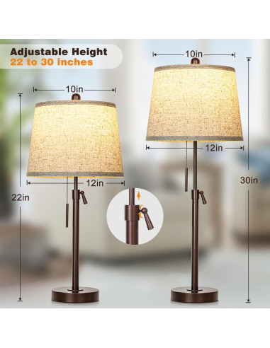 Juego de 2 Lámparas de Mesa Ajustables 56-76 cm Marrón JUNNAI