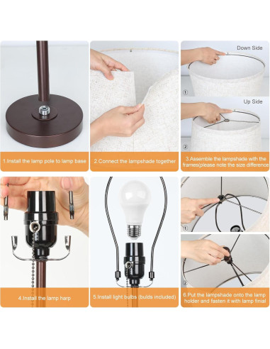 Juego de 2 Lámparas de Mesa Ajustables 56-76 cm Marrón JUNNAI