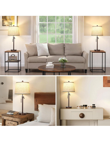 Juego de 2 Lámparas de Mesa Ajustables 56-76 cm Marrón JUNNAI