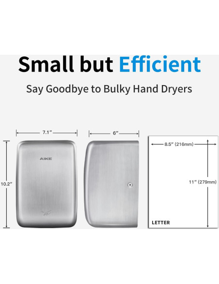 Secador de manos AIKE AK2803D 1350W Acero Inoxidable Compacto