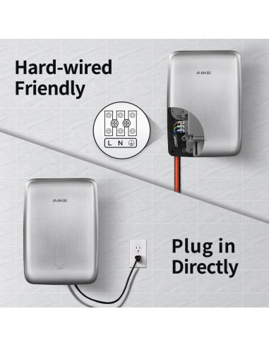 Secador de manos AIKE AK2803D 1350W Acero Inoxidable Compacto