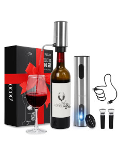 Juego Abridor Vino Eléctrico Moocoo 5 en 1 Acero Inoxidable