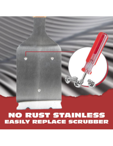 Cepillo y Raspador BBQ-Aid 43 cm Acero Inoxidable Madera