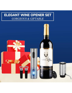 Juego Abridor Vino Eléctrico Moocoo 5 en 1 Acero Inoxidable 2