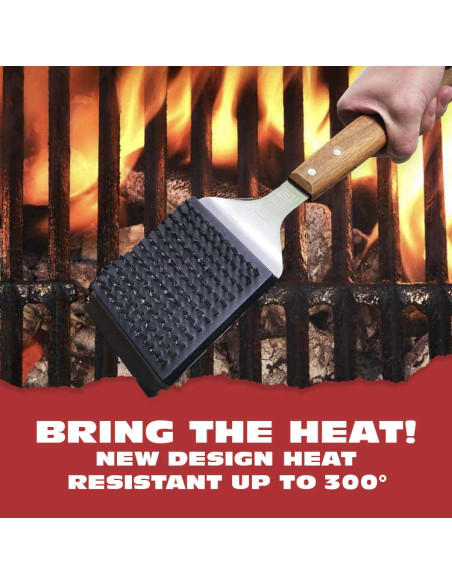 Cepillo y Raspador BBQ-Aid 43 cm Acero Inoxidable Madera