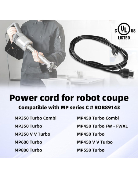 Cable de Alimentación Ulreon 89143 para Robot Coupe MP Series 381 cm