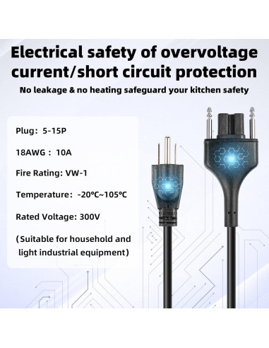 Cable de Alimentación Ulreon 89143 para Robot Coupe MP Series 381 cm