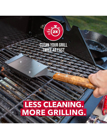 Cepillo y Raspador BBQ-Aid 43 cm Acero Inoxidable Madera