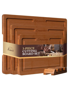 Juego de Tablas de Cortar de Bambú Empune con Soporte - 3 Tamaños