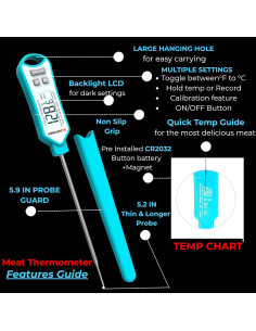 Termómetro Digital de Carne MERCUREYE DT-109A Impermeable 2