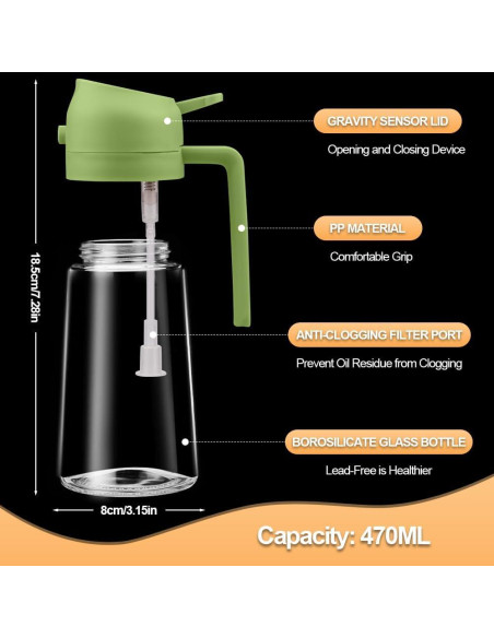 Pulverizador y Dispensador de Aceite MGahyi 470 ml Verde