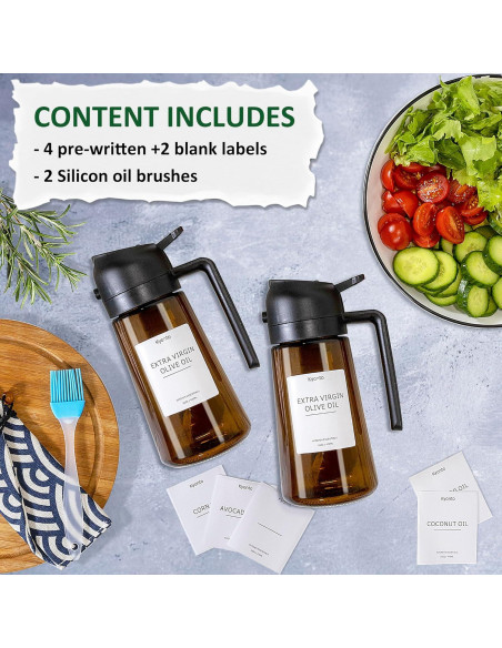 Botella de Spray de Aceite Kyonto 470ml - Juego de 2, Libre de BPA