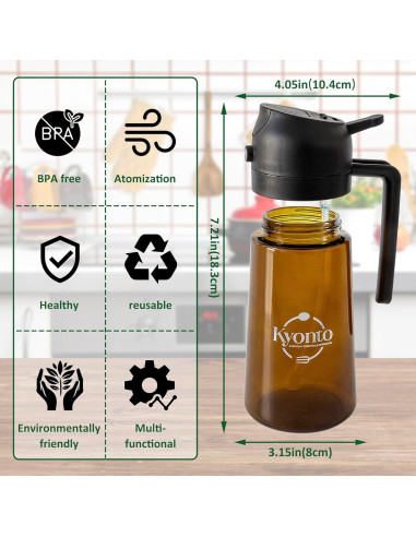Botella de Spray de Aceite Kyonto 470ml - Juego de 2, Libre de BPA