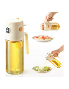 Pulverizador y Vertedor de Aceite Katbite 550ml Blanco Crema