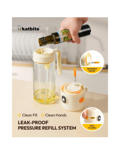 Pulverizador y Vertedor de Aceite Katbite 550ml Blanco Crema 2