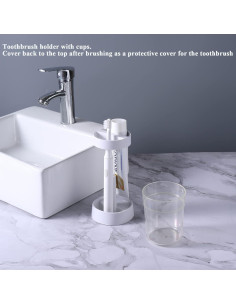 Soporte para Cepillos de Dientes Meiloi con Taza Cubierta Blanco 2