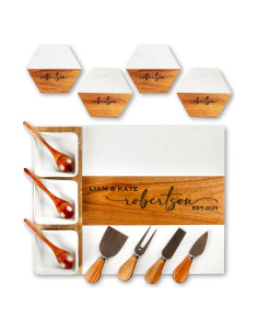 Tabla de Charcutería Personalizada Madera y Mármol 45.7x33cm